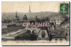 Old Postcard Paris Panorama taken from the Church Saint Gervais