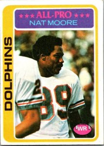 1978 Topps Football Card Nat Moore Miami Dolphins sk7228