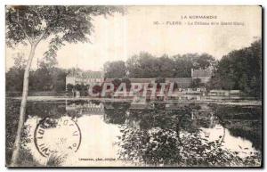 Old Postcard Normandy flers the castle and the large pond