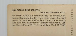 Postcard Town & Country Hotel San Diego California Mission Valley Giant Chrome