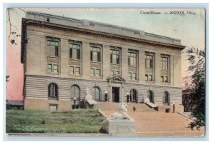 1910 Entrance to Court House, Akron Ohio OH Antique Posted Postcard