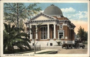 Orange Texas TX First Baptist Church Vintage Postcard