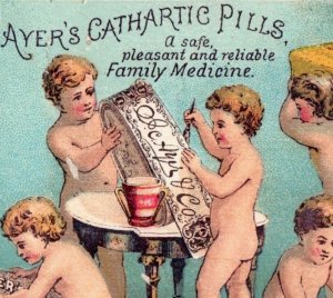 1880s Ayer's Cathartic Pills Fantasy Cherubs Packing Tins F115