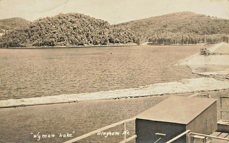 Bingham ME Wyman Lake Lumber Real Photo Postcard