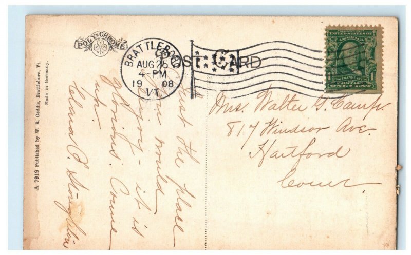 1908 Linden Lodge Brattleboro Vermont VT Posted Antique Postcard