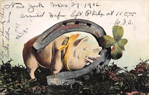 Pig Sculpture Pig 1906 writing on front