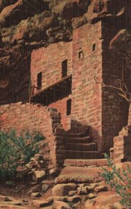 Vintage Postcard 1930's Balcony House Ruins at Manitou Cliff Dwellngs Colorado