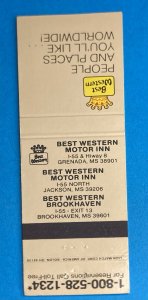 Matchbook Cover - Motor Inn Best Western Brookhaven, Mississippi MB159