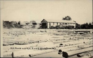 East Eddington Maine ME Mill Pond and Mill Vintage Real Photo Postcard