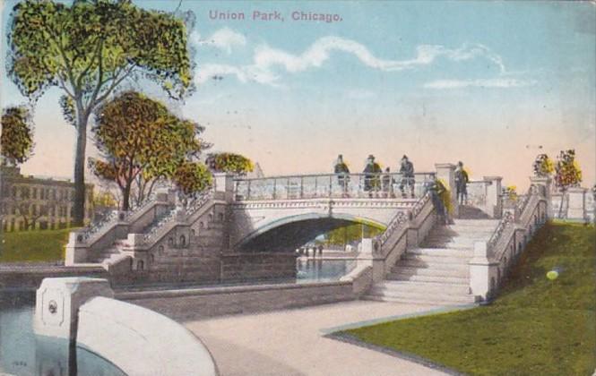 Illinois Chicago Bridge In Union Park 1918