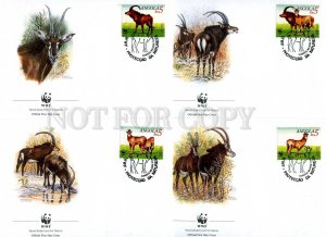 239796 ANGOLA WWF antelope 1990 year set of 4 FDC