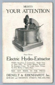 PHILADELPHIA PA ELECTRIC HYDRO-EXTRACTOR ADVERTISING ANTIQUE POSTCARD