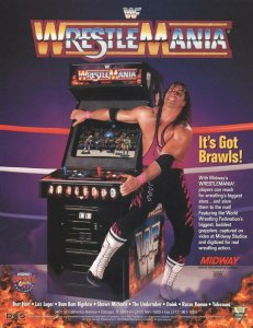 WWF Wrestlemania Arcade FLYER Bret Hart Lex Luger Undertaker Doink Yokozuna