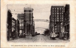 Electric Arches on West Broad Street, Columbus OH Vintage Postcard P74