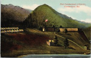 Fort Cumberland Maryland MD USA Flag Military Tents Neff Novelty Postcard F78