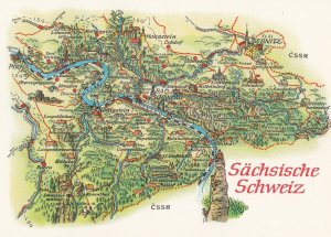 Sachsische Schweiz Sebnitz Konigstein Pirna German Karte Map Postcard