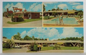 Glennville Georgia MOTEL SAN-SU and Restaurant Pool Multi View Postcard T2