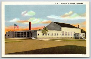De Ridder Louisiana~USO Club~Military~Linen Postcard