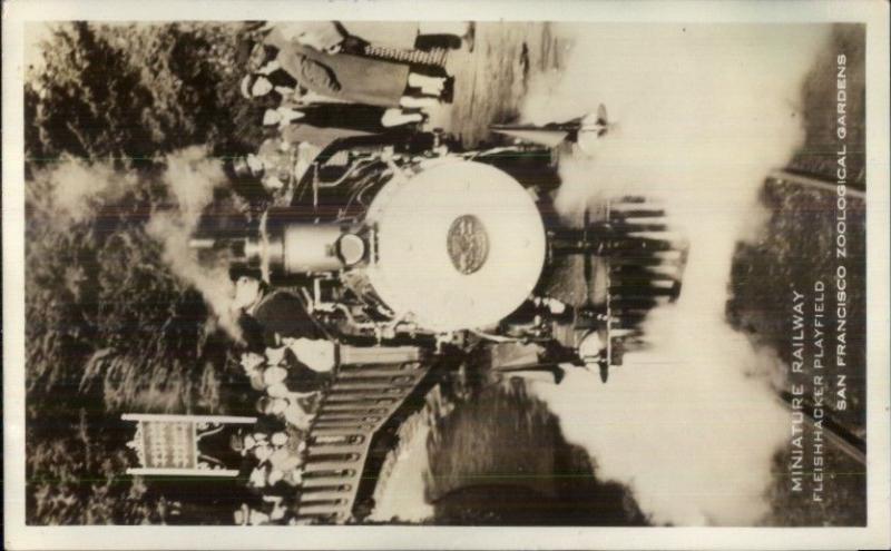 San Francisco CA Miniature RR Railway Train Fleishhacker Playfield Zoo RPPC