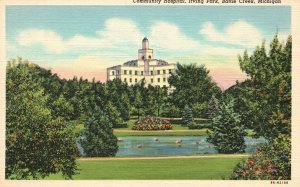 Vintage Postcard Community Hospital Medical Irving Park Battle Creek Michigan MI