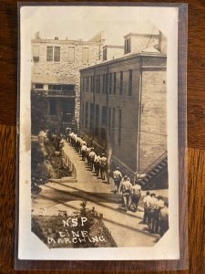 DR1/ Interesting RPPC Postcard Nebraska State Prison Prisoners Line March