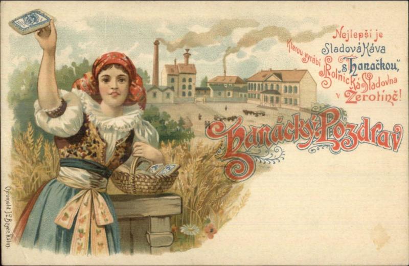 Zerotin Zerotine Czech Adv Beautiful Woman COFFEE FACTOR c1900 Postcard