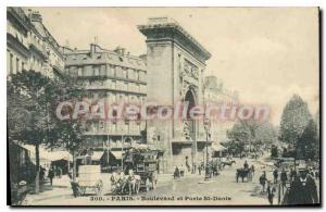 Postcard Old Paris Gate Boulevard and St Denis