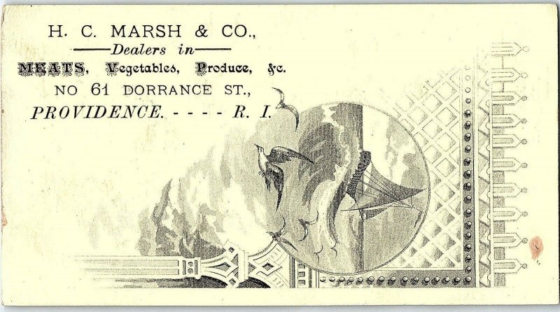 Lot of 4 1870's H.C.Marsh & Co Engraved Meats Tropical Victorian Trade Card P121