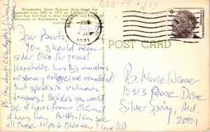 Postcard TX Waxahachie Street Railway Mule Street Car to Trinity Univ. 1971 V13