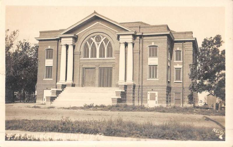 Garden City Kansas ME Church Real Photo Antique Postcard K51059