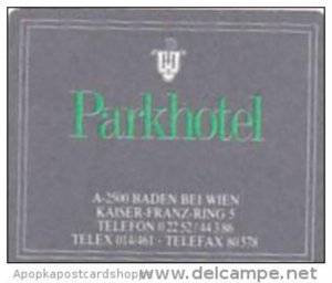 AUSTRIA WIEN PARK HOTEL VINTAGE LUGGAGE LABEL