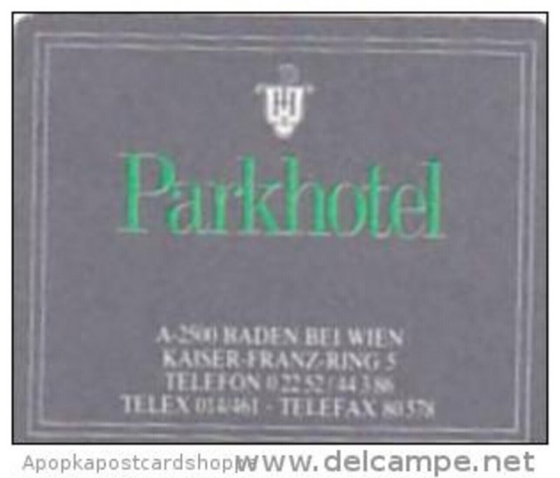 AUSTRIA WIEN PARK HOTEL VINTAGE LUGGAGE LABEL