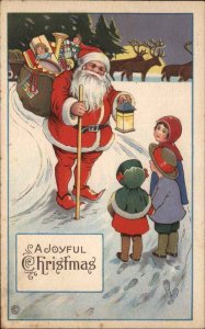 Christmas Stecher Ser 732B Santa Claus with Sack of Toys Vintage Postcard