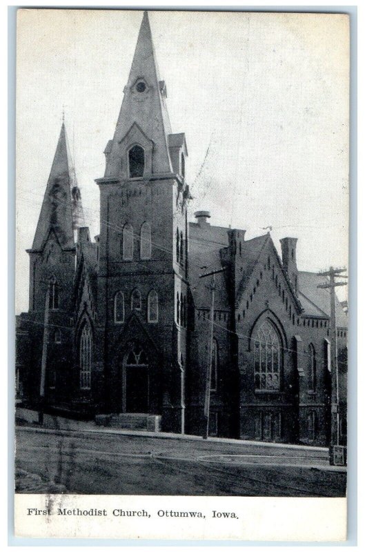 1908 First Methodist Church Chapel Cathedral Exterior Ottumwa Iowa IA Postcard