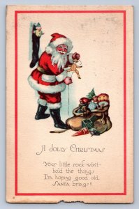 K9/ Santa Claus Christmas Postcard c1910 Toys Stocking 52