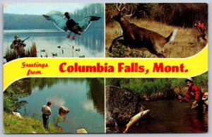 K49/ Columbia Falls Montana Postcard 4View Chrome Greetings from 112