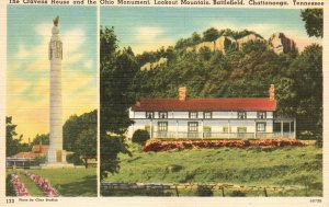 Vintage Postcard 1930's Cravens House Ohio Monument Battlefield Chattanooga TN