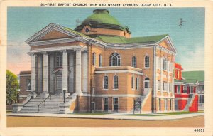 Ocean City New Jersey 1944 Postcard First Baptist Church