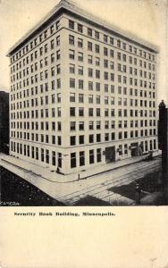Minneapolis Minnesota~Security Bank Building & Street Corner~c1910 B&W Postcard