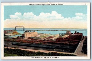 Duluth Minnesota Postcard Section Harbor RR Yards Aerial Lift Bridge Port c1920