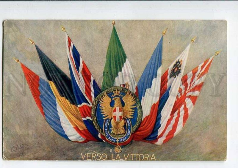 3076653 WWI ITALY PROPAGANDA allies FLAGs Vintage PC