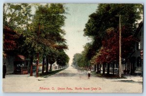 Alliance Ohio Postcard Union Ave. North State St. Exterior c1909 Vintage Antique