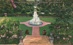 Vintage Postcard A Formal Garden on Private Estate Kam Kamner Camden S.C