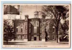 c1940 Old Main Site Lincoln Douglas Debate Exterior Galesburg Illinois Postcard 