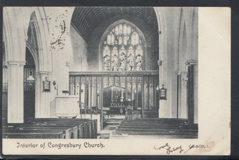 Somerset Postcard - Interior of Congresbury Church    RS14114