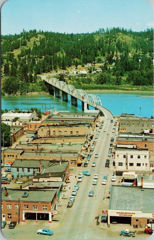 Main Street Bonners Ferry Idaho ID Birdseye Unused Postcard F74