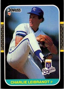 1986 Donruss Baseball Card Charlie Leibrandt Kansas City Royals sk12371