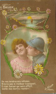 Military Le Baiser De nos tendresses Infinies Romantic Vintage Postcard 04.77