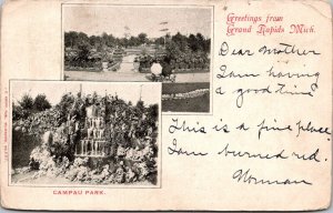 Multi Views Campau Park, Greetings From Grand Rapids MI c1906 Postcard S47