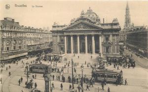 Bruxelles ( Brussels ) Belgium - La Bourse old tramways 